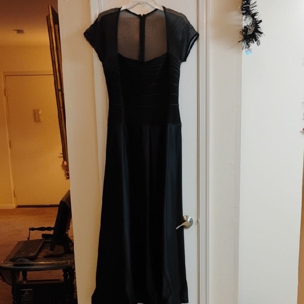 Black Sheer Dress Worn Once. Slight Cut In Both Armpit Sleeves For More Room.